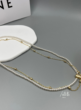 法式简约手工轻奢长款项链小珍珠