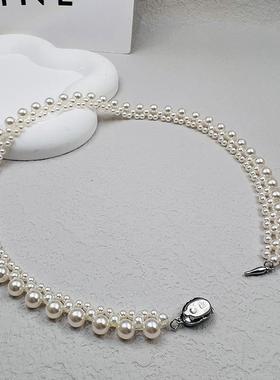 高级颈圈法式项链施家珍珠毛衣链