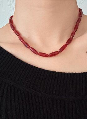 2026新款饰品红玛瑙串珠项链耳环