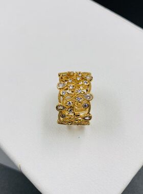 中古vintage镶钻宫廷风镂空戒指 图腾港风文艺手饰 镶钻简约戒指