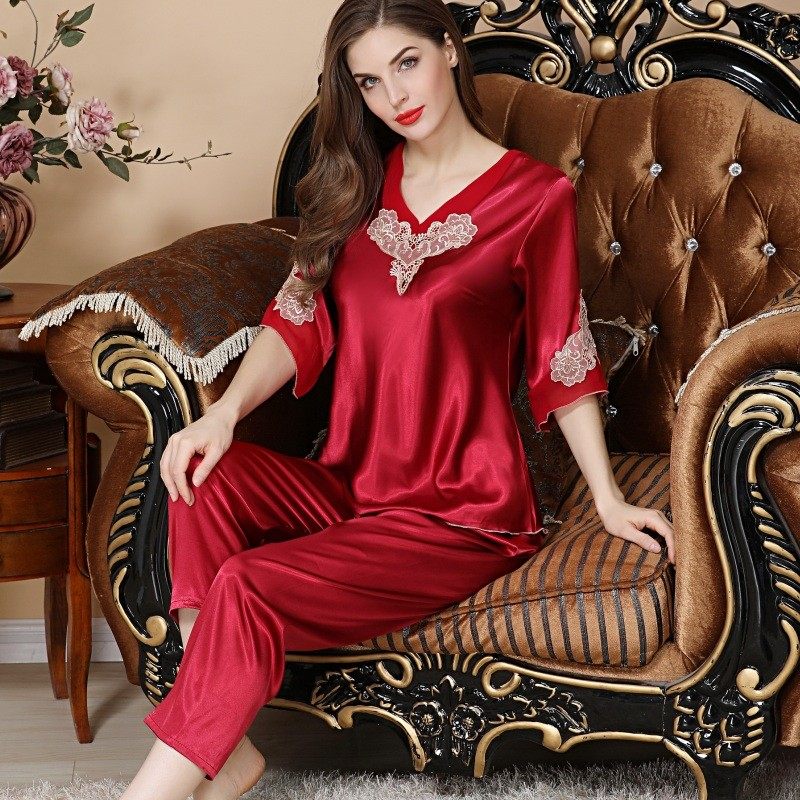 2023年新款真丝睡衣套装大码睡衣 姬斯德妮睡衣/家居服套装