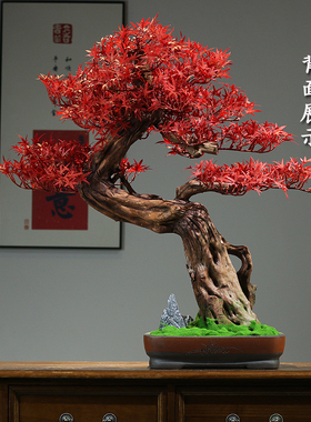 仿真玄关红枫盆景装饰品新中式