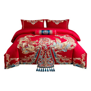 恒源祥100S婚庆四件套纯棉全棉结婚床上用品婚嫁新婚纯棉全棉大红