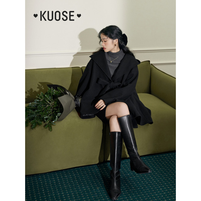 Short bow cloak wide-colored woolen