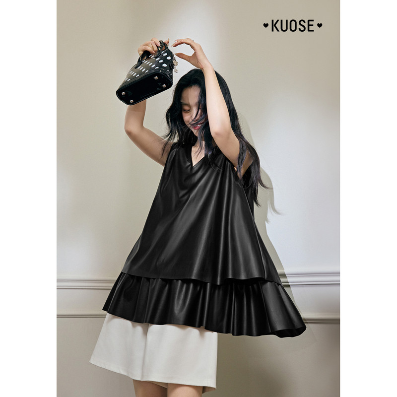 阔色无袖v领气质黑色上衣女2026春季新款不规则背心吊带外穿秋,淘宝优惠券,粉丝福利购,淘宝优惠卷