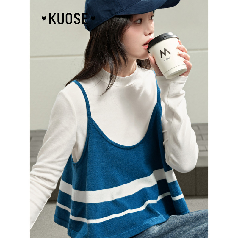 阔色背心吊带内搭T恤两件套装叠穿搭25夏季新款女休闲长袖上衣,淘宝优惠券,粉丝福利购,淘宝优惠卷