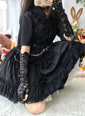 穿搭cos拍照蕾丝绑带手套女
