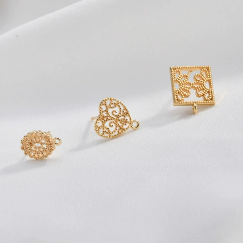 Серьги в виде сердечка, аксессуары ручной работы, золото 750 пробы, кружевное платье