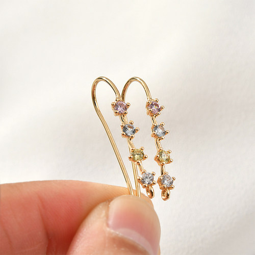 高质感锆石耳钩铜镀18k真金色耳环DIY耳饰品材料配件 - 图3