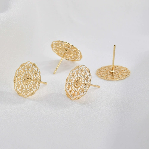 Серьги в виде сердечка, аксессуары ручной работы, золото 750 пробы, кружевное платье