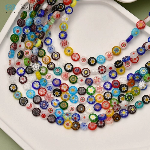 Стеклянные бусины, браслет, ожерелье, серьги, аксессуары, в цветочек