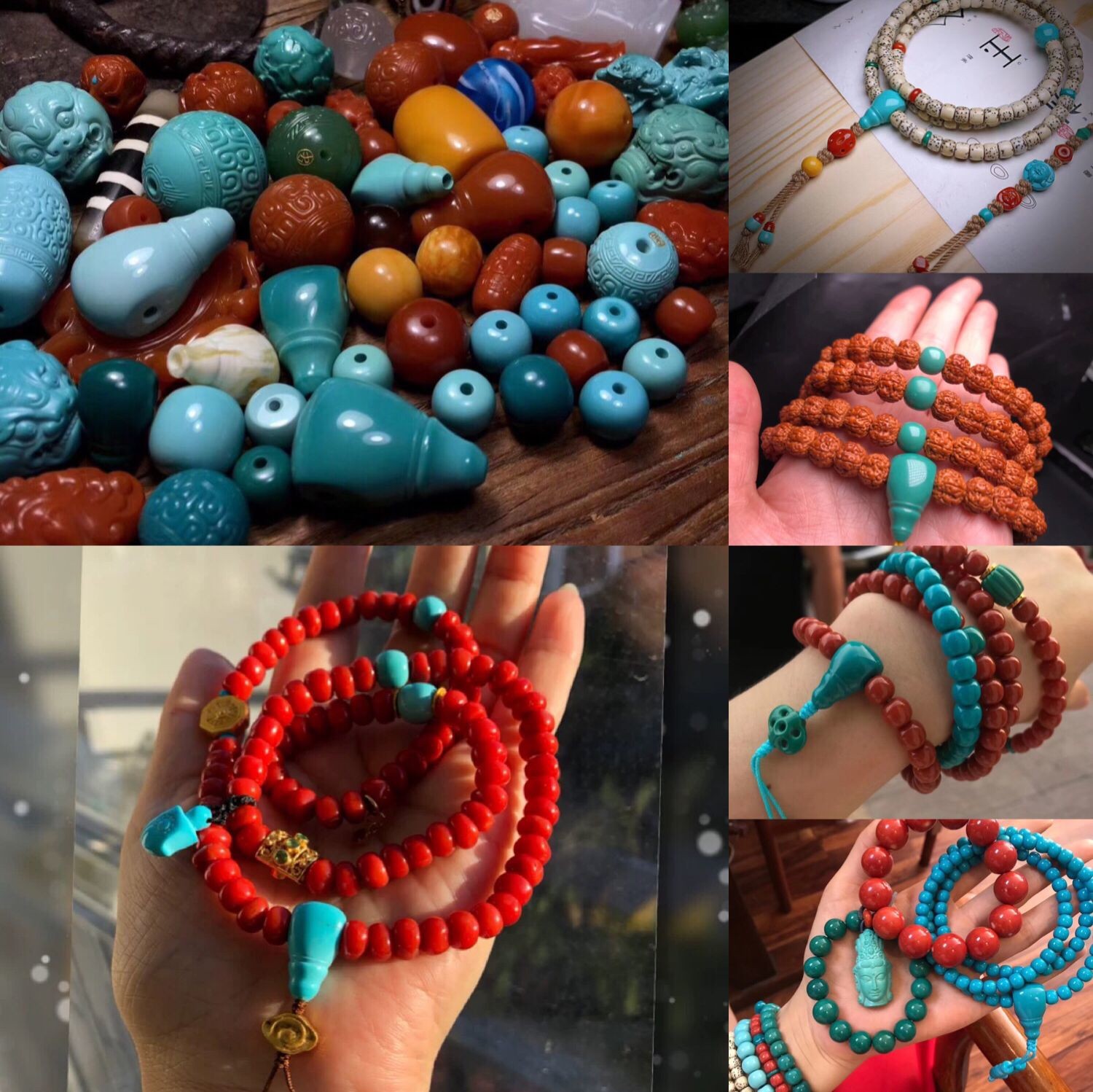 原矿绿松石三通佛头散珠套装单珠手串佛珠桶珠金刚星月菩提配饰件,淘宝优惠券,粉丝福利购,淘宝优惠卷