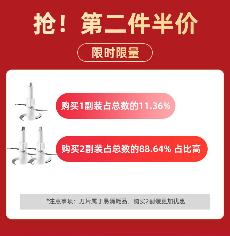 小熊0.3-0.6升辅食机切碎机刀片配件原装原厂刀头3叶刀柱刀架 - 图0