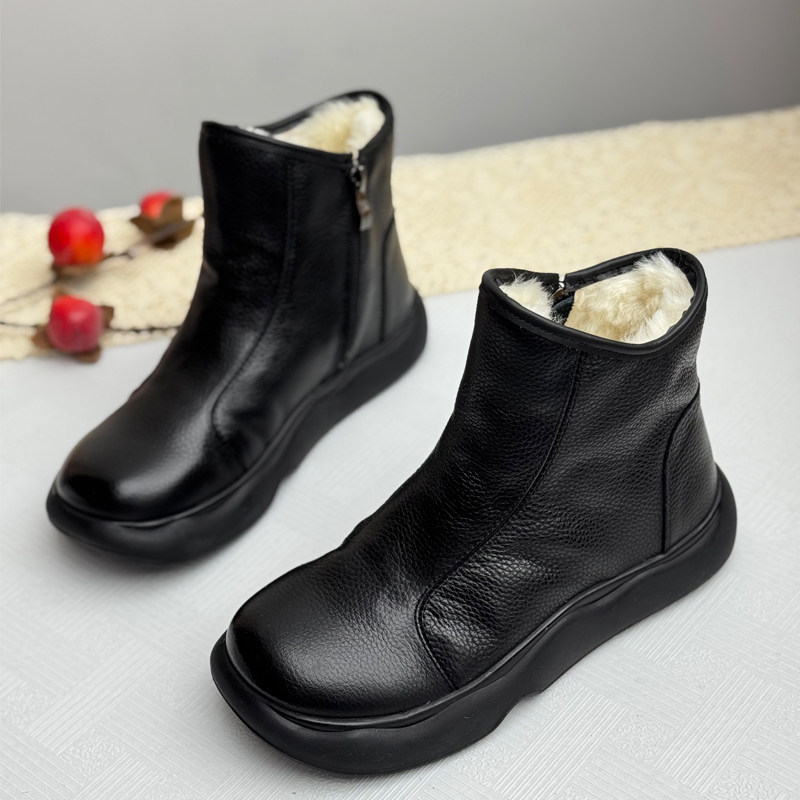 羊毛雪地靴女加厚加绒保暖真皮软底防滑短靴冬季厚底大棉鞋中老年,淘宝优惠券,粉丝福利购,淘宝优惠卷
