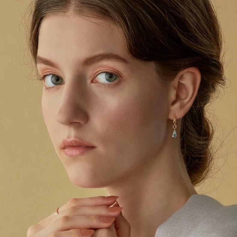 日系agete吊坠 天然托帕石石榴石拉长石米珍珠绿玉髓耳环用耳坠 - 图2