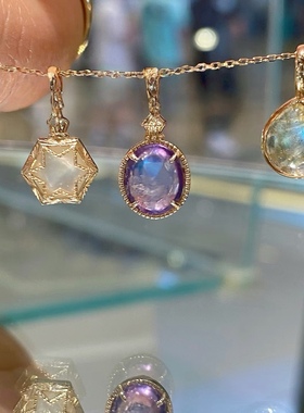 爱丽丝的宝石匣子 日系天然紫水晶拉长石柠檬晶925纯银吊坠