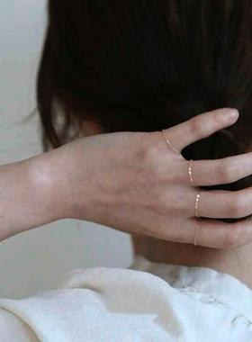 蕾丝感14K包金不掉色水波戒指