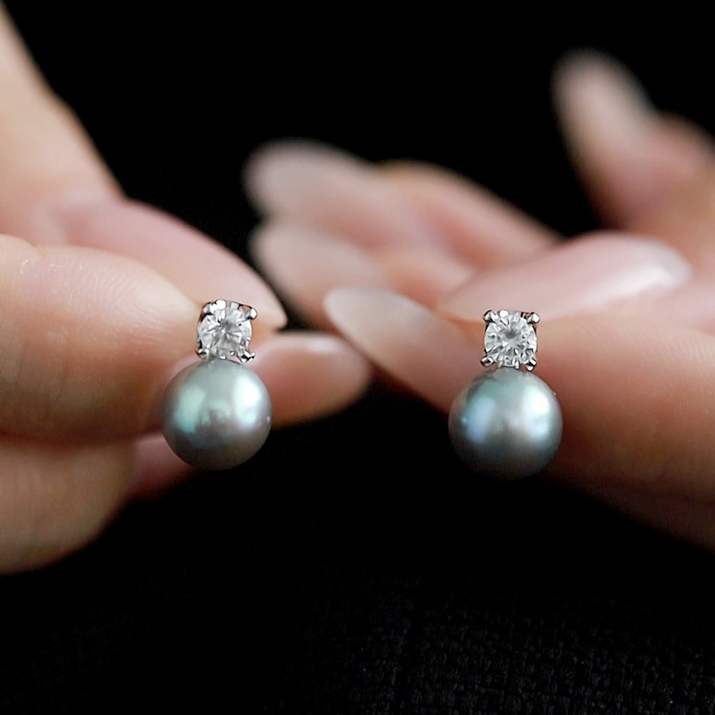 【曙光】天然淡水珍珠耳钉女款 银灰色经典戴妃复古优雅气质耳饰,淘宝优惠券,粉丝福利购,淘宝优惠卷