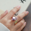 Natural Freshwater Baroque Ring for Women Purple Elegant Elegant Temperament High-end Open Ring
