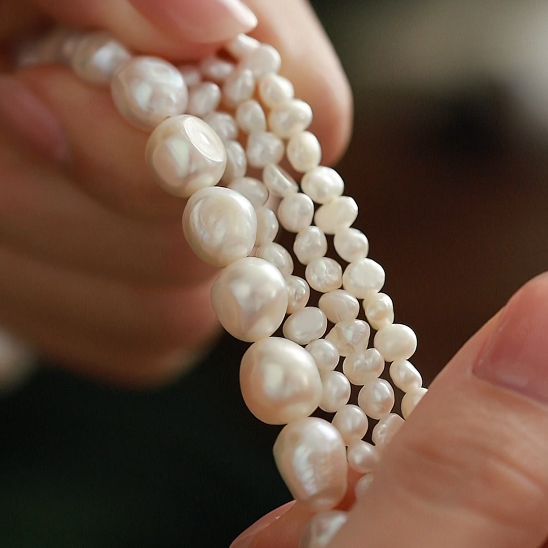 【雨瞳】天然淡水巴洛克珍珠项链女款 异形keshi珠贵气优雅款颈链 - 图2