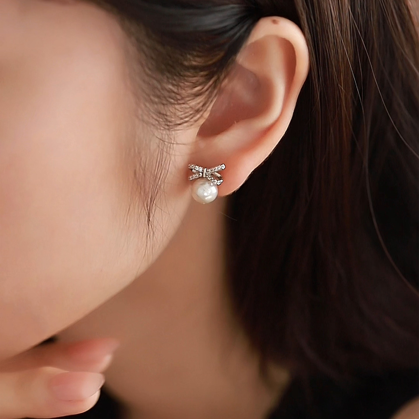 【樱恋】天然淡水正圆珍珠耳钉女款S925银蝴蝶结精致可爱耳环耳饰,淘宝优惠券,粉丝福利购,淘宝优惠卷