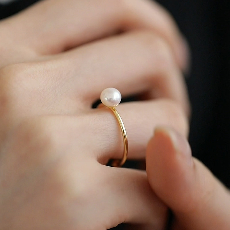 Natural freshwater pearl ring for women, autumn and winter, elegant and luxurious tail ring, high-end index finger ring