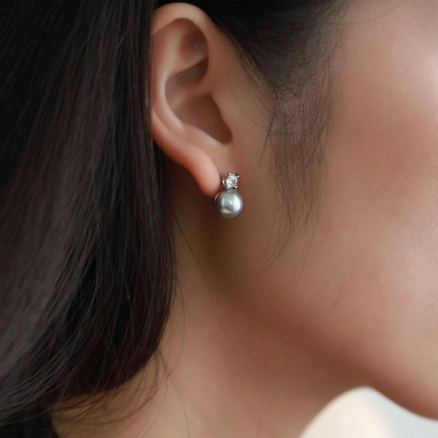 【曙光】天然淡水珍珠耳钉女款 银灰色经典戴妃复古优雅气质耳饰,淘宝优惠券,粉丝福利购,淘宝优惠卷
