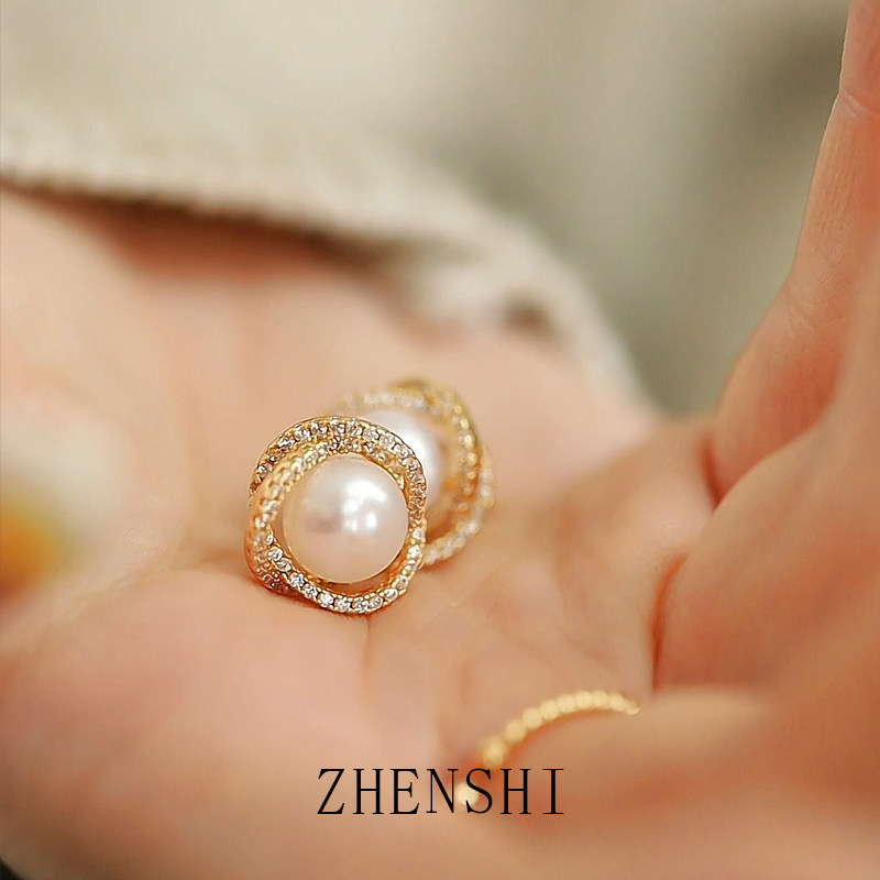 【山茶花】天然淡水珍珠耳钉女秋冬款小众轻奢气质高级感耳环耳饰,淘宝优惠券,粉丝福利购,淘宝优惠卷