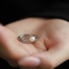 Natural freshwater round pearl ring for women, exquisite design, simple double layer adjustable ring