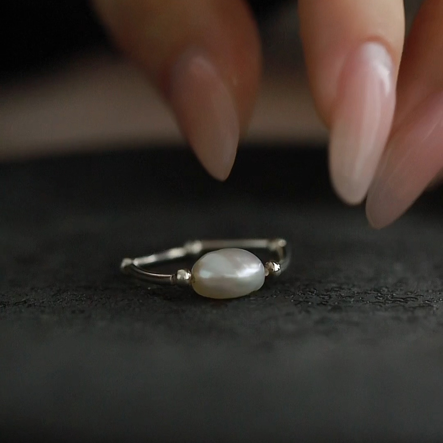 Natural freshwater pearl ring for women S925 silver special-shaped baroque cold style elastic band