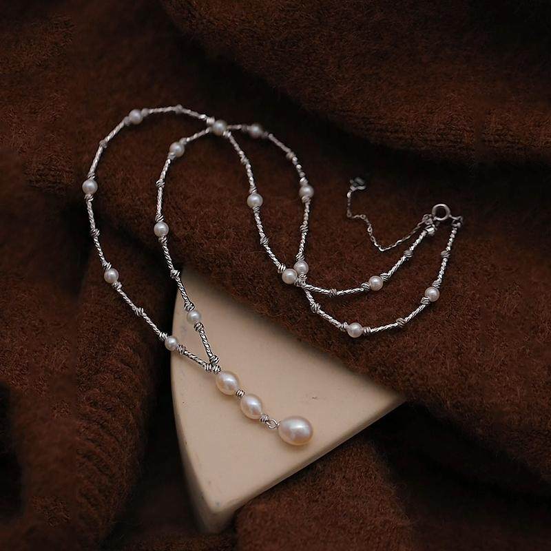 【莫寻】天然淡水baby珍珠项链女款 法式优雅复古Y型颈链毛衣链,淘宝优惠券,粉丝福利购,淘宝优惠卷