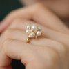 Natural freshwater pearl ring for women Snowflake cluster exquisite light luxury fashion open ring