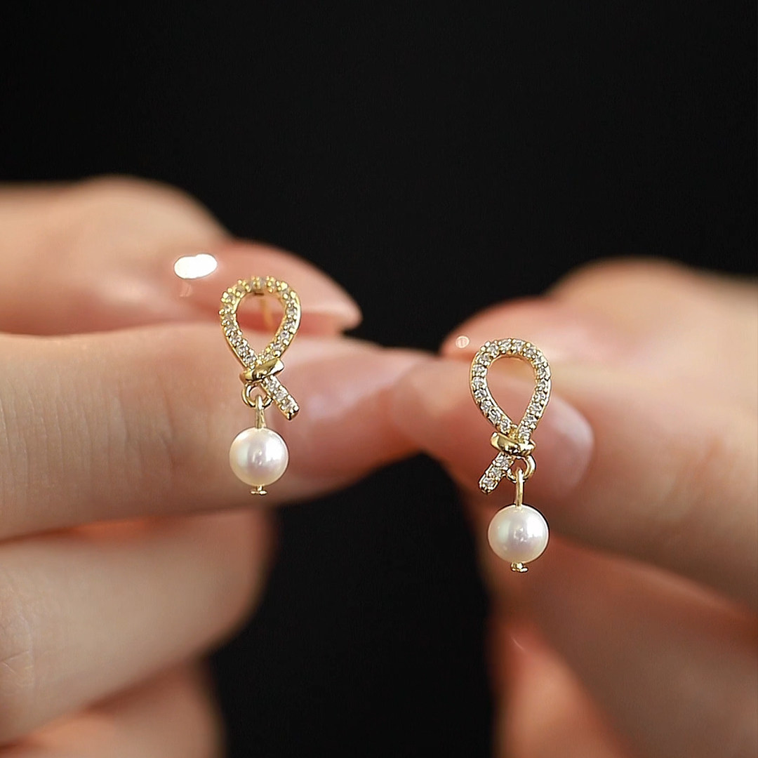 【净雅】天然淡水正圆珍珠耳钉女 交叉流苏轻奢时尚小众耳环耳饰,淘宝优惠券,粉丝福利购,淘宝优惠卷