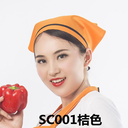 韩版三角头巾帽子女厨房食品卫生帽西餐厅服务员工作头巾厨师帽子 - 图3