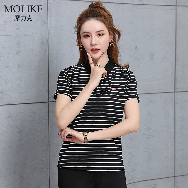 摩力克带领妈妈翻领棉女士polo衫 摩力克POLO衫