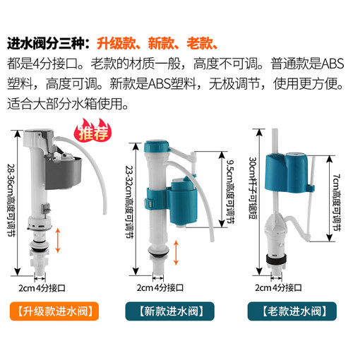 马桶水箱配件全套进水阀通用老式抽水坐便厕所上水器冲按钮排水阀 - 图2