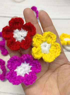 小红花花朵戒指手工编织戒指毛线材质原创设计创意礼品