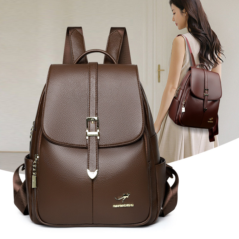 Genuine leather backpack women's bag 2026 new style versatile and large size