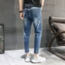 Châu Âu và Hoa Kỳ mùa xuân và mùa hè quần jeans nam thương hiệu thủy triều Slim Phiên bản Hàn Quốc của xu hướng quần nam chín quần thường - Quần jean quần jean đen nam Quần jean