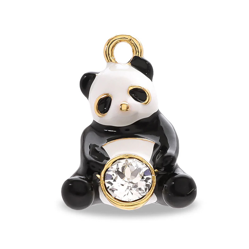 贵和配件立体可爱镶水晶熊猫挂坠拉链扣日本进口kiwa锌合金镀色,淘宝优惠券,粉丝福利购,淘宝优惠卷