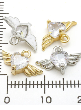 贵和爱心天使翅膀挂坠日本进口kiwa饰品配件DIY合金