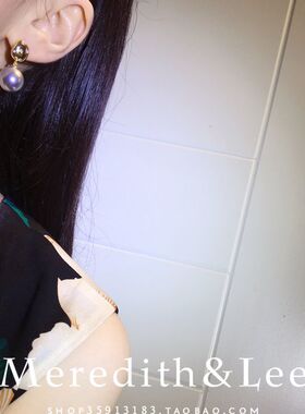 简约女士灰色珍珠耳环温柔百搭