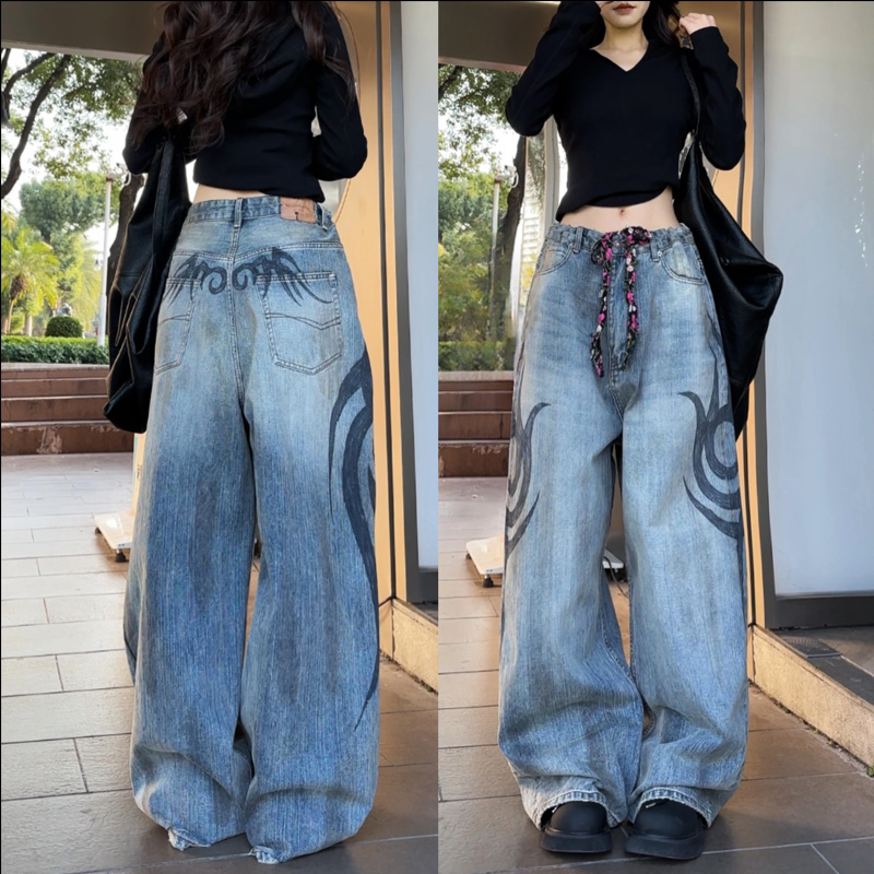 (现货)20360巴家重工做旧水洗牛仔裤手绘复古调性牛仔裤2025年 - 图2