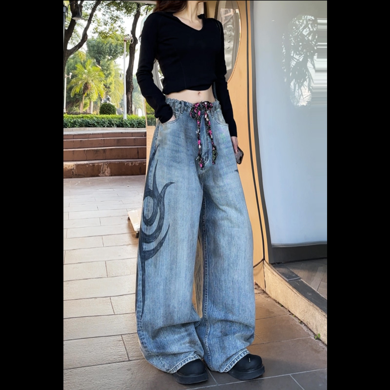 (现货)20360巴家重工做旧水洗牛仔裤手绘复古调性牛仔裤2025年 - 图0