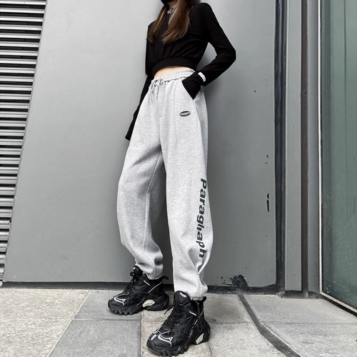 卫裤女2026夏季新款大码宽松阔腿裤休闲运动裤爵士舞裤子哈伦裤潮 - 图0