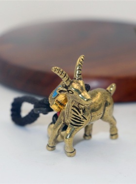 西藏纯黄铜汽车钥匙扣挂饰生肖羊