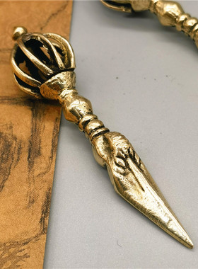 尼泊尔手工纯黄铜九股金刚杵吊坠