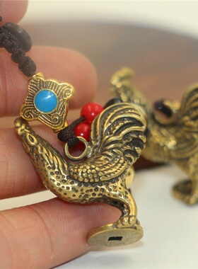 西藏纯黄铜生肖鸡挂件摩托车吊坠