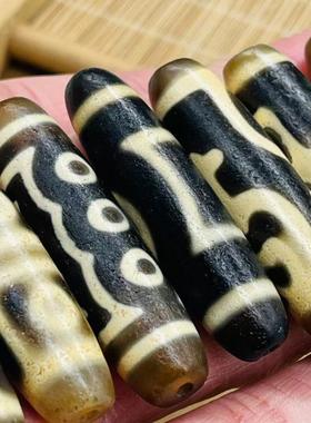 保真西藏天然玛瑙老天珠牙黄50长