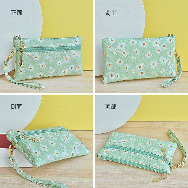 新款高颜值时尚手拿包女轻便小方包拉链包包百搭洋气太阳花印花包 - 图1